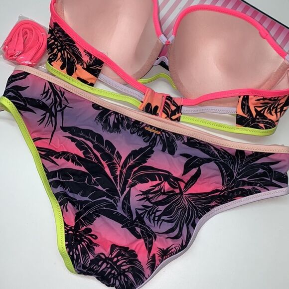 🔥VICTORIA SECRET SWIMSUIT 2 pc top 34B push-up bottom medium  New #7 - Picture 7 of 8